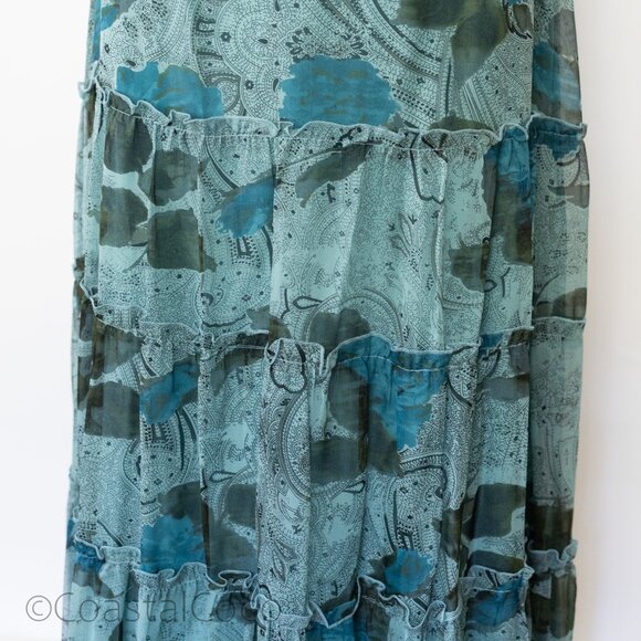 Vintage Tess Floral Paisley 14 Skirt 100% Silk Sheer Lace Fairy Witchy Festival - Picture 2 of 8